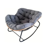 Fotoliu-balansoar cu cadru negru si perna gri Lazy Bloom Haro